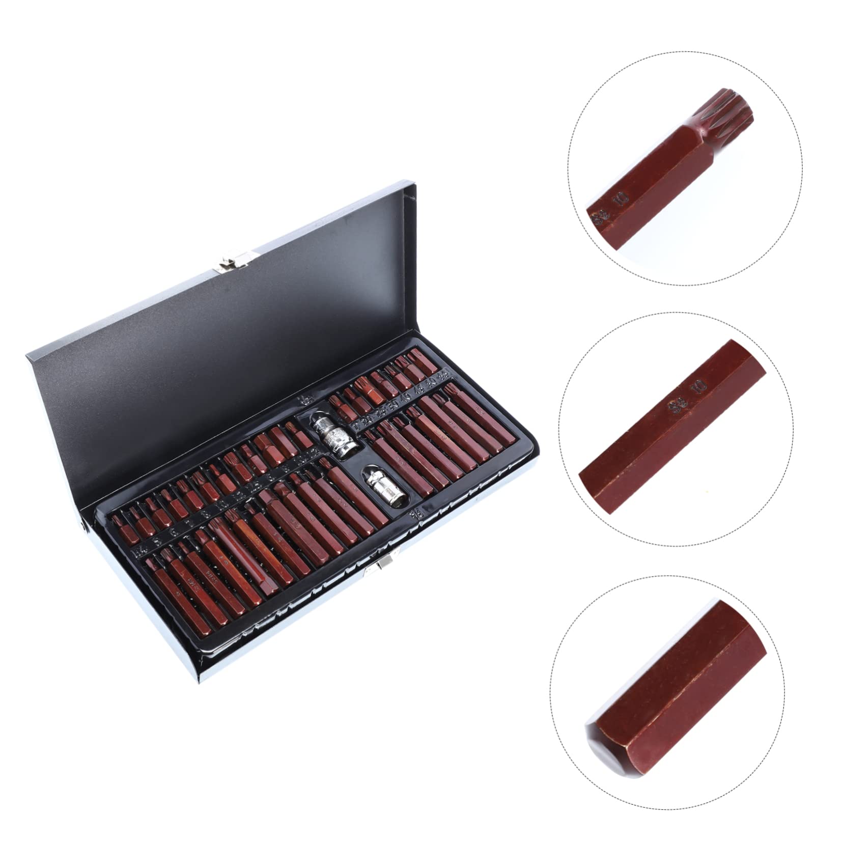 DOITOOL 40 Piezas Conjunto De Puntas De Vaso Para Llaves De Vaso Incluye Estrella y Estriado Para Reparación De Automóviles Caja De Almacenamiento