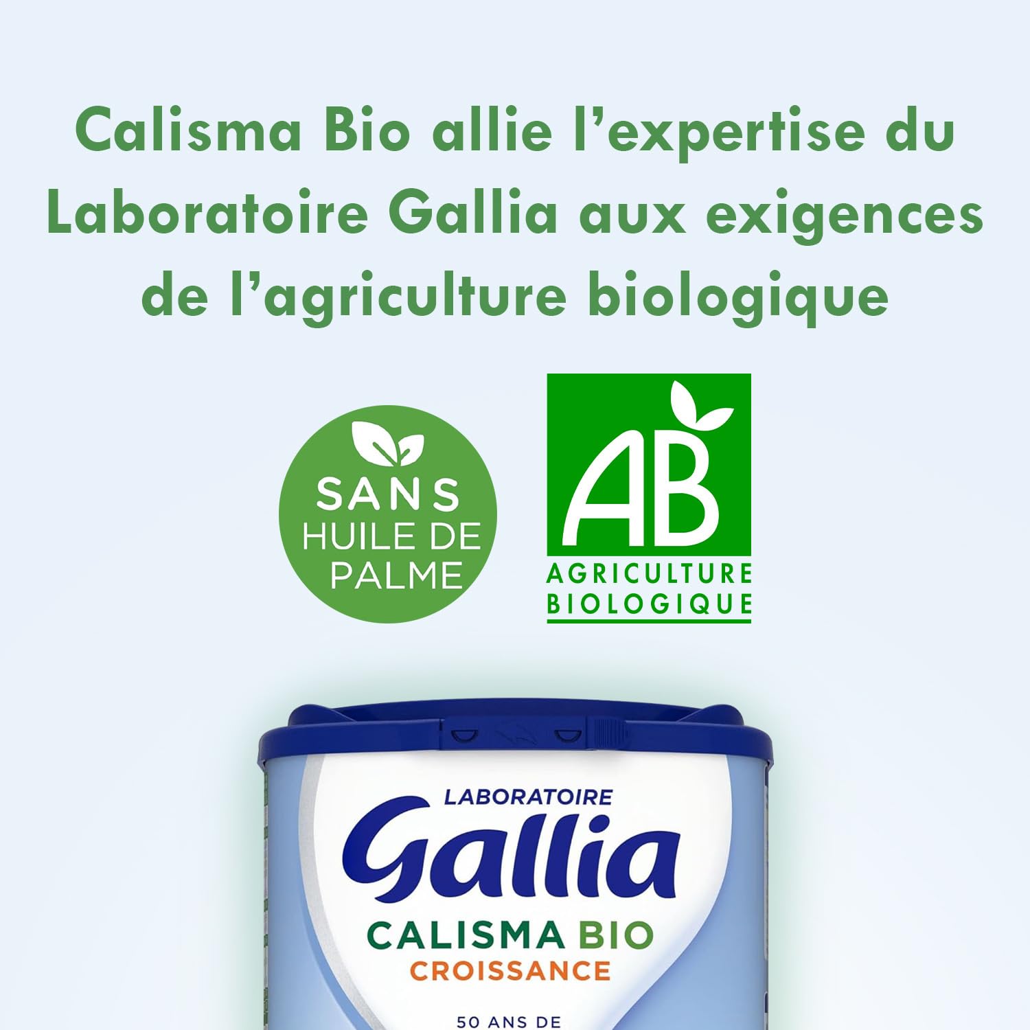 Laboratoire Gallia - Calisma 3 BIO Croissance - Lait Bébé 3ème âge - Lait Infantile Bio de 10 à 36 mois - en Poudre - Sans Huile de Palme - Lot de 3x800g