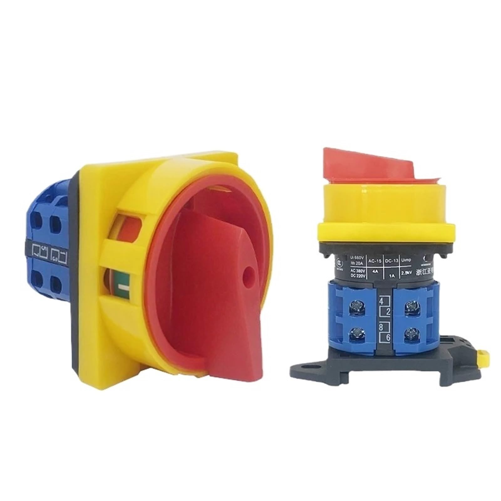 LW26GS-20A 25A Din Rail monté sur deux niveaux CA10 48x48mm 64x64mm déconnecter isolateur cadenas commutateur à came rotatif 1 pièces(20A 64x64mm OFF-ON,OFF-ON)