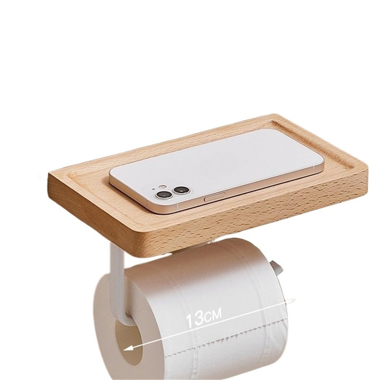 Toilet Roll Holder Wall Mounted Toilet Paper Holder With Walnut Wood Shelf Stainless Steel Wall Mounted Tissue Roll Hanger Towel Bar Bathroom Organizer(Type B)