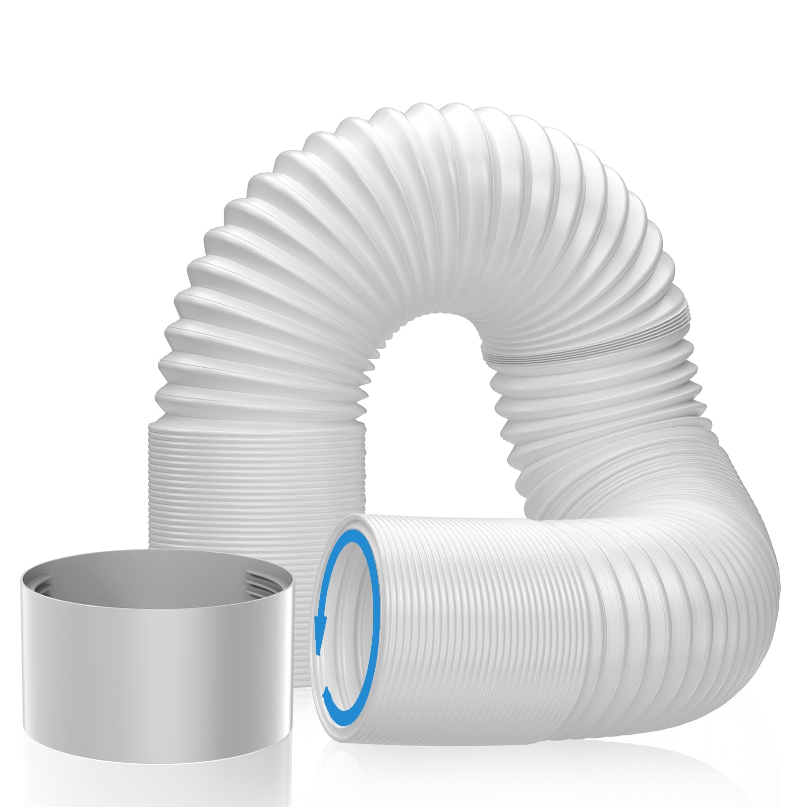Hon&Guan 5.1 inch Portable Air Conditioner Hose, AC Exhaust Pipe Length up to 80"/ 2m, Exhaust Hose Anti-Clockwise Thread Heat Resistant for LG, Delonghi（130mm X 2m）