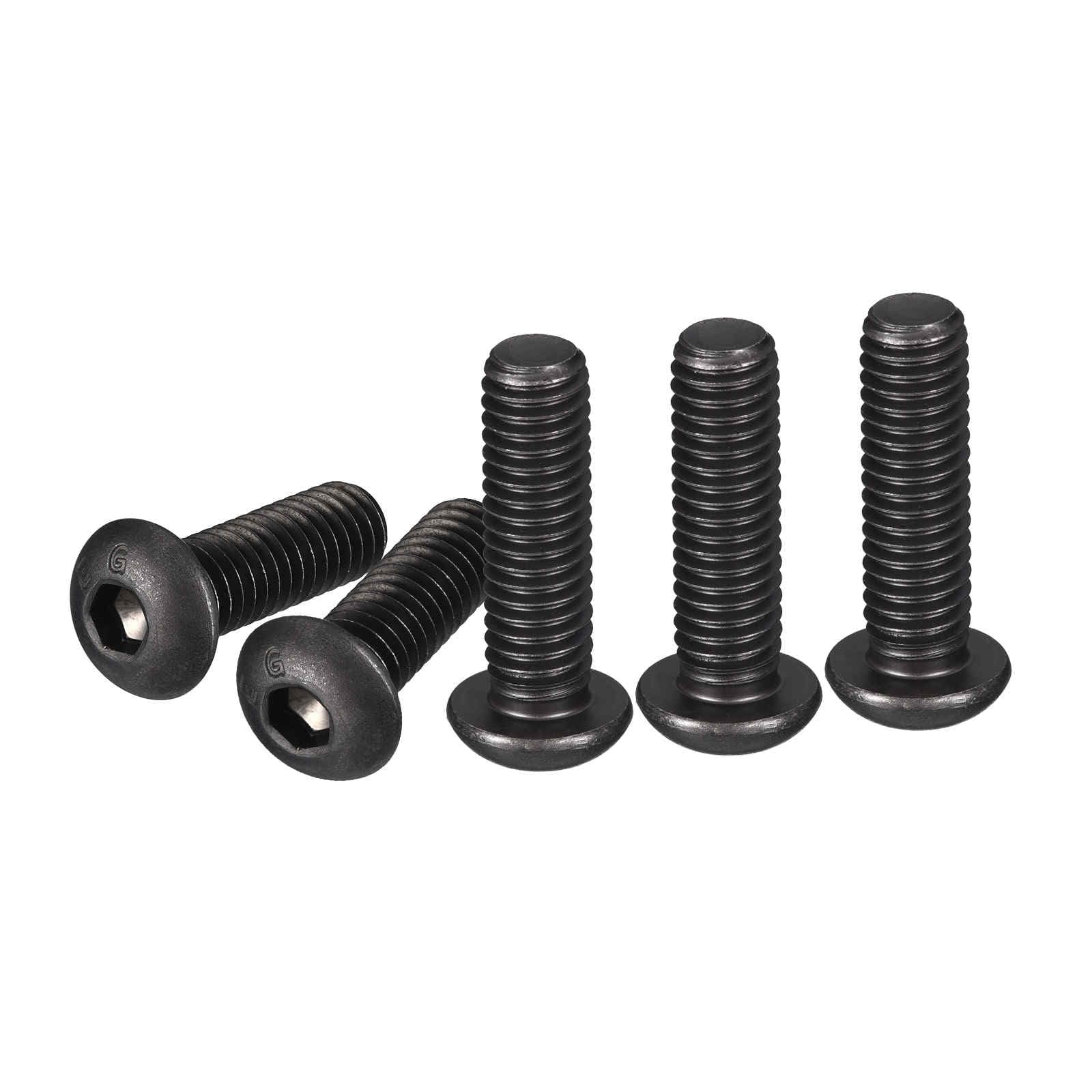 DTGN 3/8-16x1-1/4" Button Head Socket Cap Screws - 10Pack - Good for Machine - Carbon Steel Black Oxide - Hex Drive Full Thread UNC Fasteners