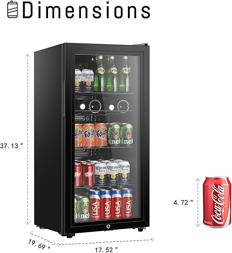 Miniatura 5 de HAILANG Refrigerador de bebidas de 4.5 pies cúbicos, mini refrigerador con puerta de vidrio para cerveza o vino, perfecto para el hogar, bar, oficina