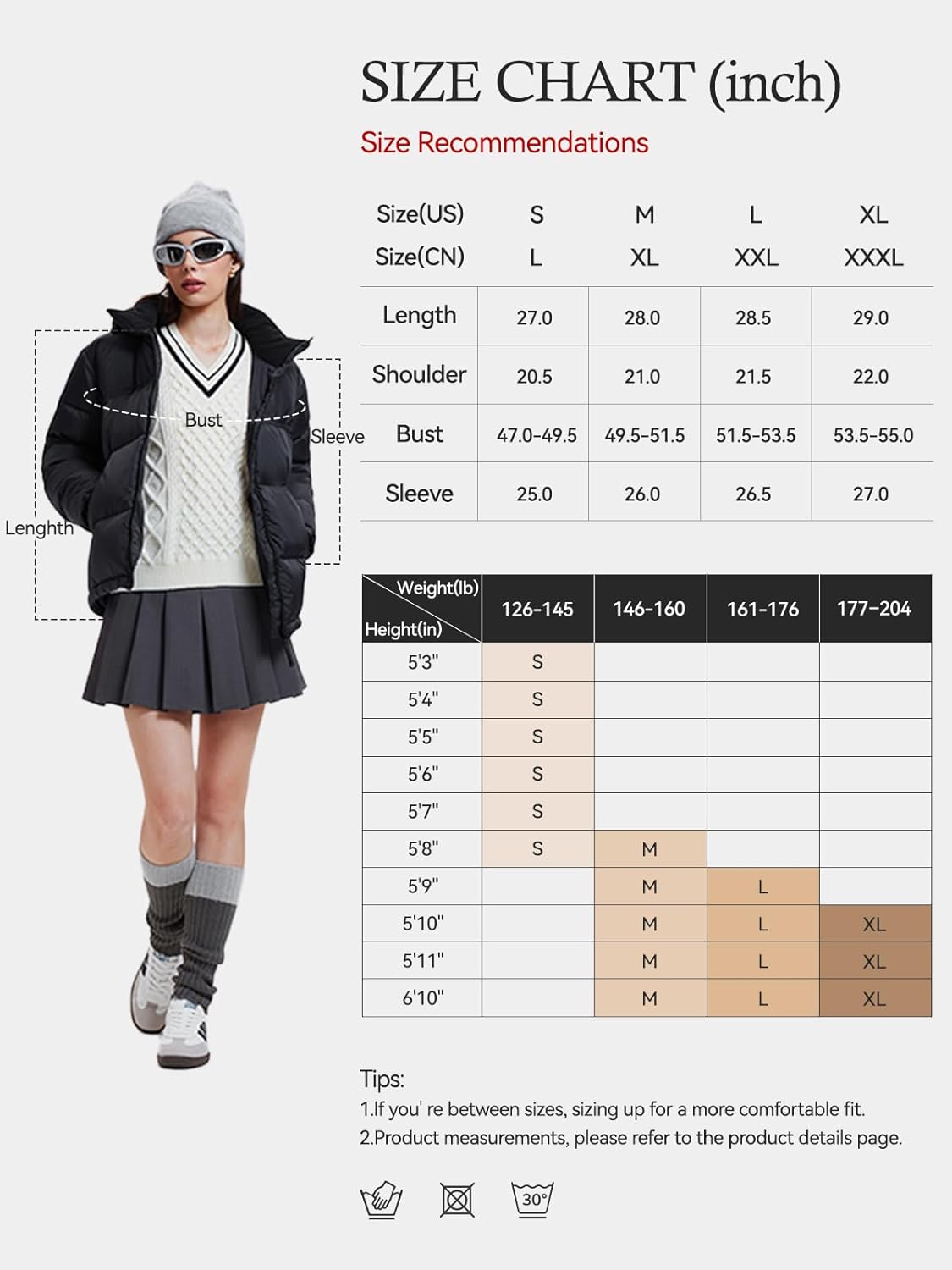 Airfree Women's 800-Down-Fill Puffer Jacket Winter Wind Resistant Water Repellent Warm Zip Pockets Hooded Down Outwear Coat - Image 7