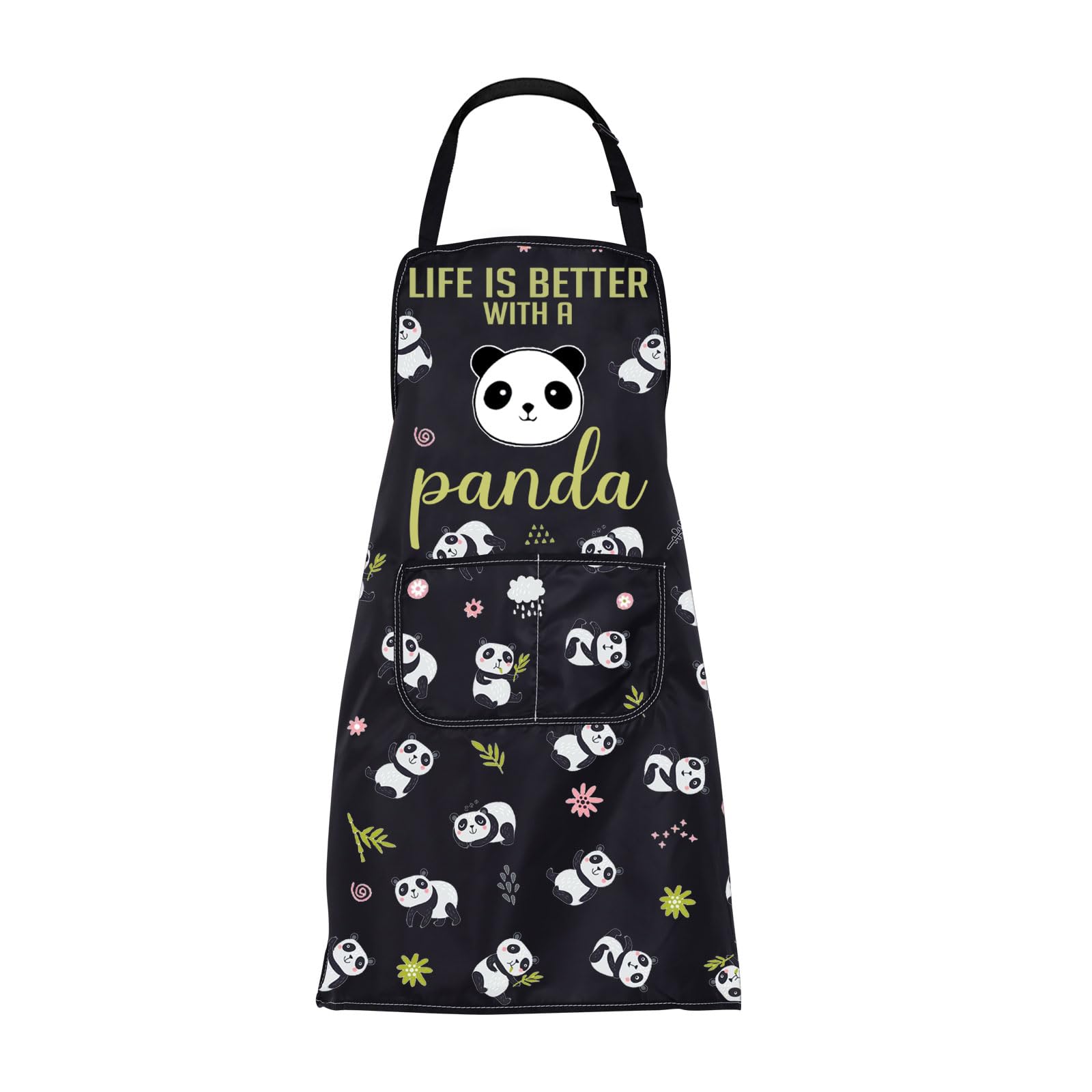 ENSIANTH Panda Aprons for Women with Pockets Life is Better with A Panda Cooking Kitchen Chef Grill BBQ Apron with Pocket (24725 panda apron)