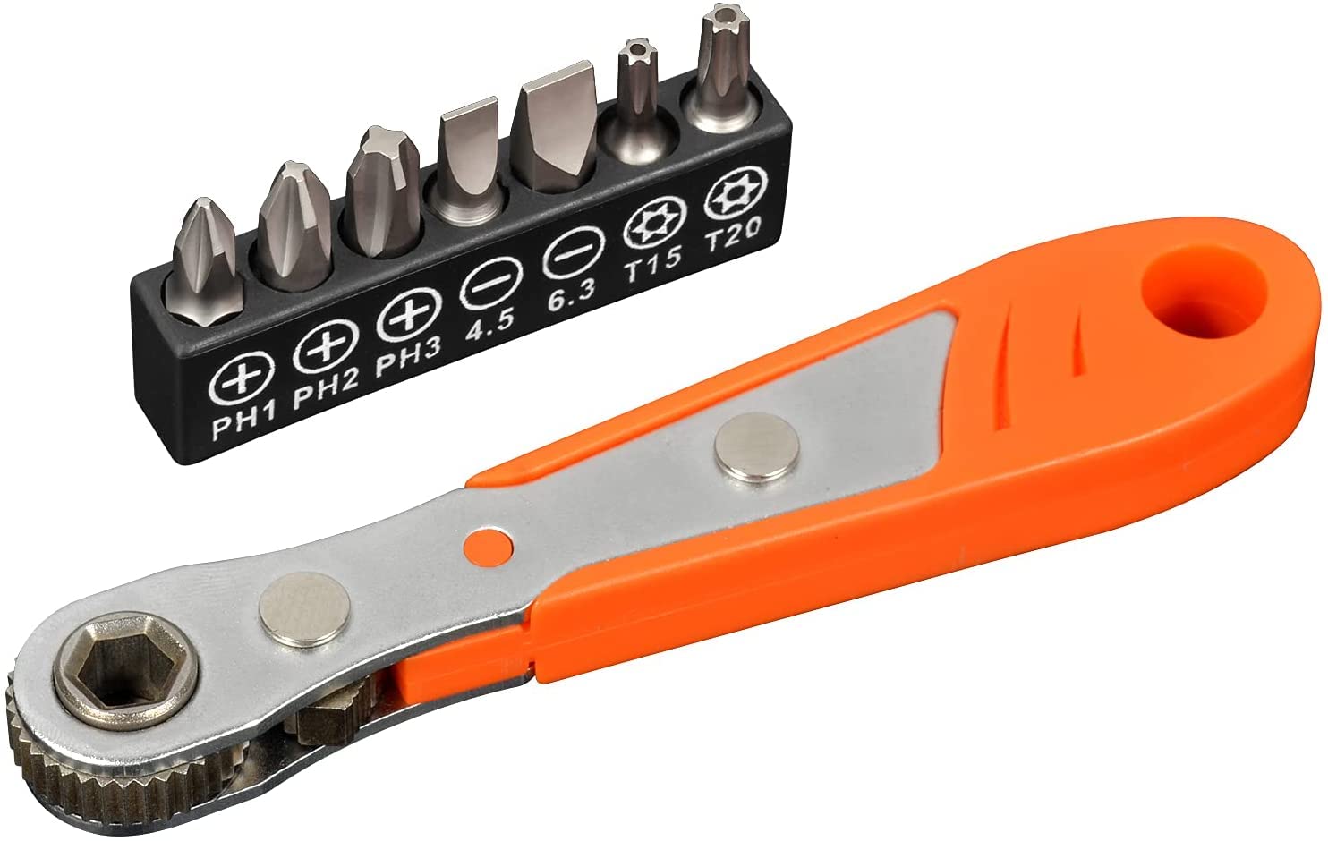 TEKPREM 1/4 Mini Ratchet Wrench Screwdriver Bit Set with Small Low