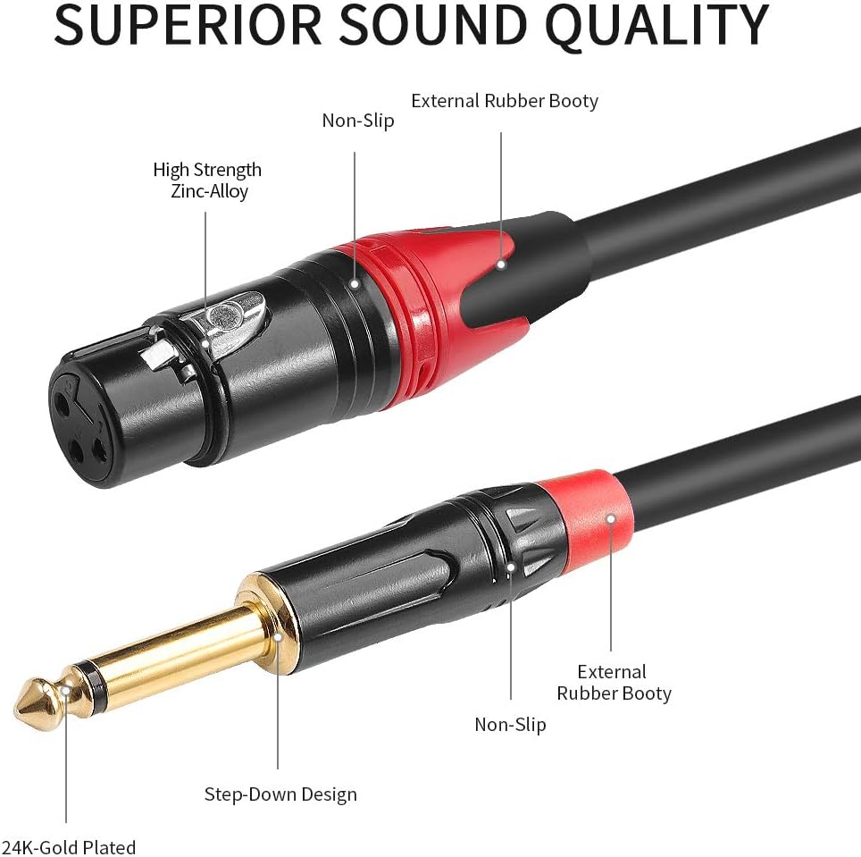 Disino XLR Female to Dual 1/4 inch Y Splitter Cable,Female XLR to Double 6.35mm Mono TS Plug Mic Audio Converter Adapter Cord - 10 feet - Image 2