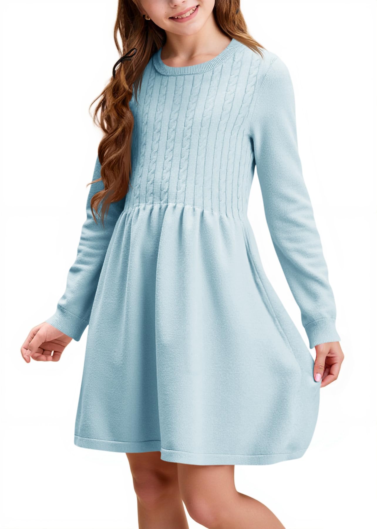 Haloumoning meisjes pulloverjurk met lange mouwen, gebreide jurk met vlechtpatroon, A-lijn, vrijetijdsjurk, herfst, elegant feestjurk, winterjurken, Kaki, 4-6 Jaar Haloumoning meisjes pulloverjurk met lange mouwen, gebreide jurk met vlechtpatroon, A-lijn, vrijetijdsjurk, herfst, elegant feestjurk, winterjurken, Kaki, 4-6 Jaar