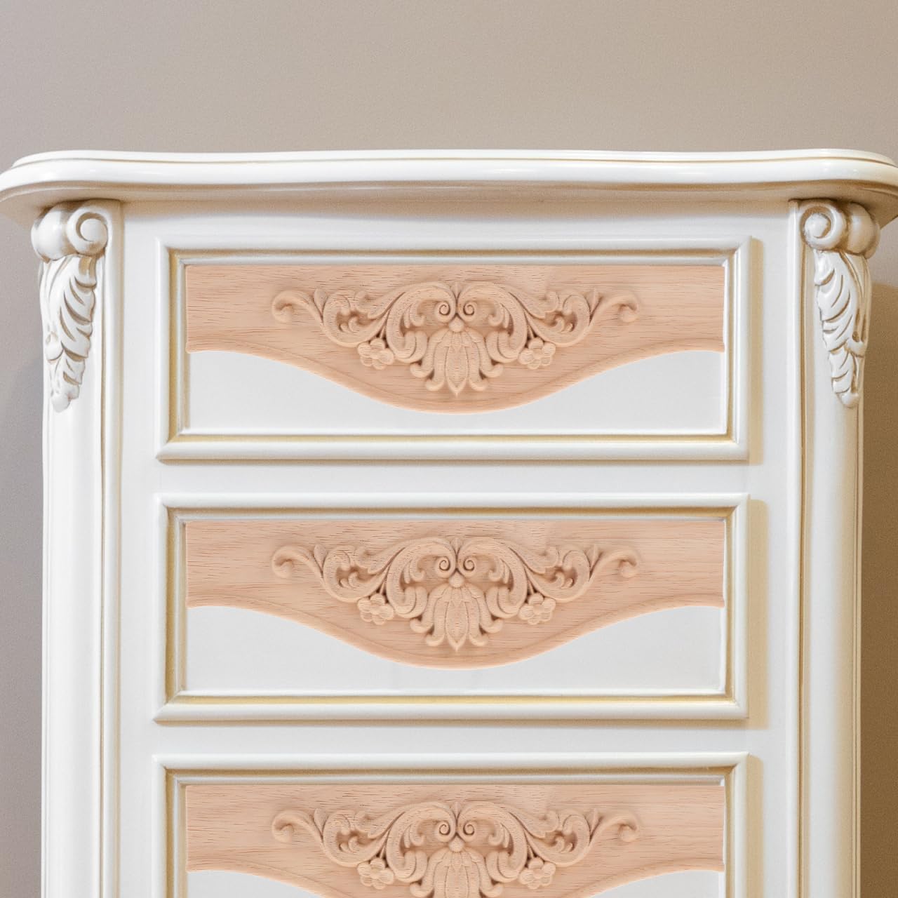 IMIKEYA Carved Wooden Onlays Pediment European Style Furniture Carving Embossed Applique for Wine Cabinets Wardrobes Doors Mirrors and Windows 11.41 X 3.14 X 0.78 in