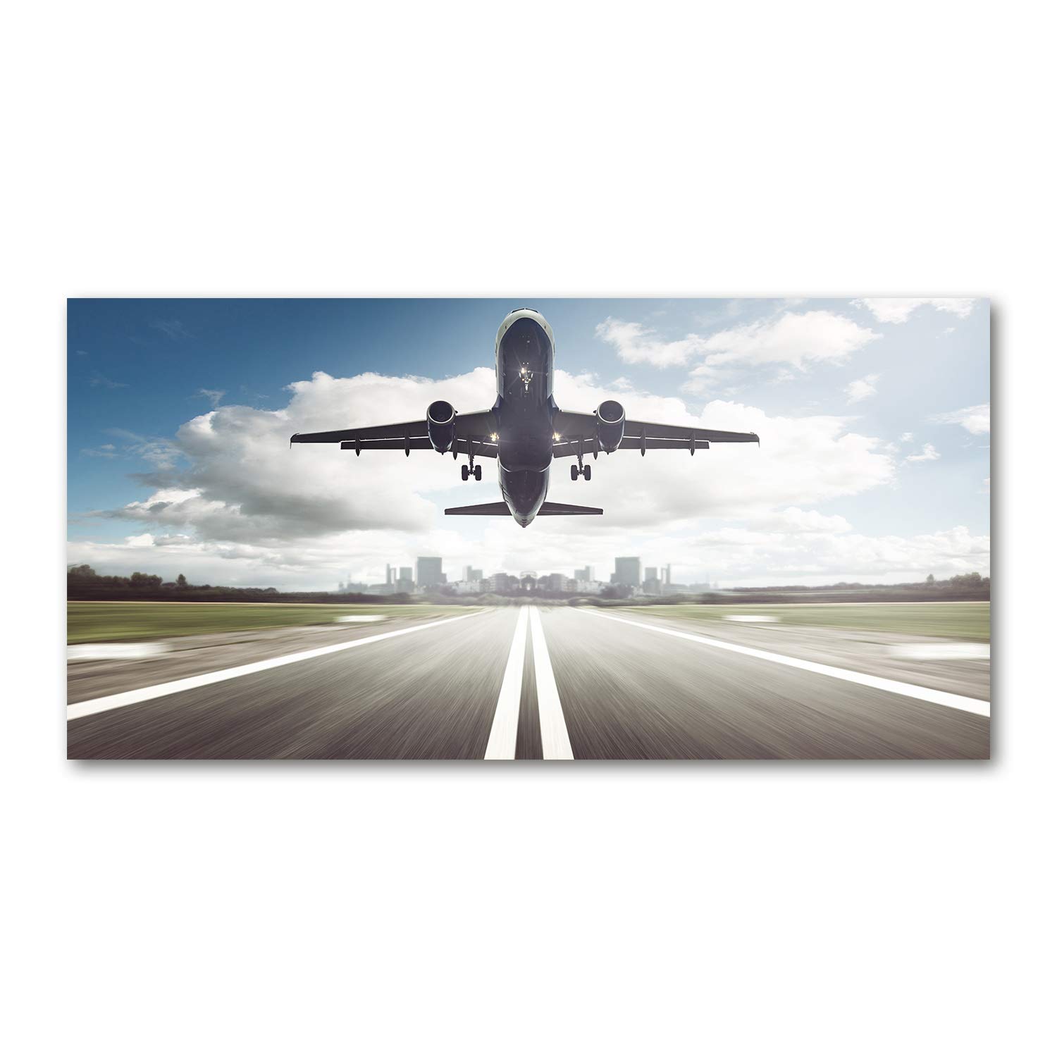 Tableau grand format avion gris pour habiller un grand mur vide salon 140x70