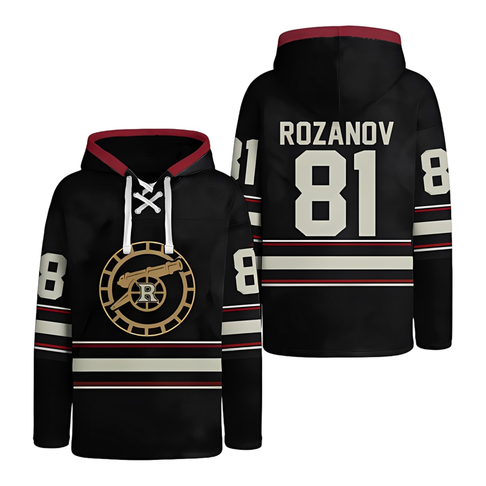 AFANYUH Unisex Heated Rivalry Merch Hockey Jersey Shirt Hoodies, Men Women Sweatshirt Ilya Rozanov 140 Jersey Long Sleeve Pullover Tops for Fans Black 3XL