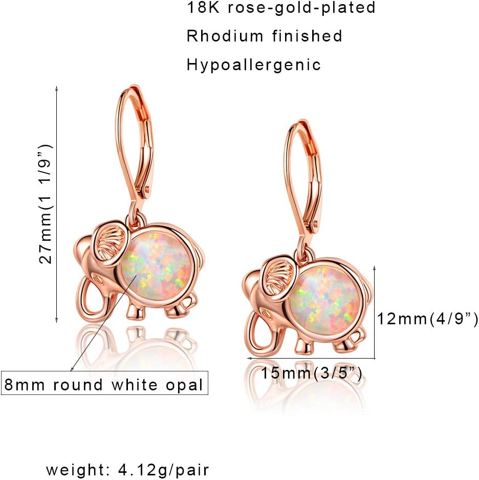 Larimar/Created Opal Gemstone Elephant Leverback Earrings for Women Hypoallergenic Jewelry Dangle Earings - Image 7
