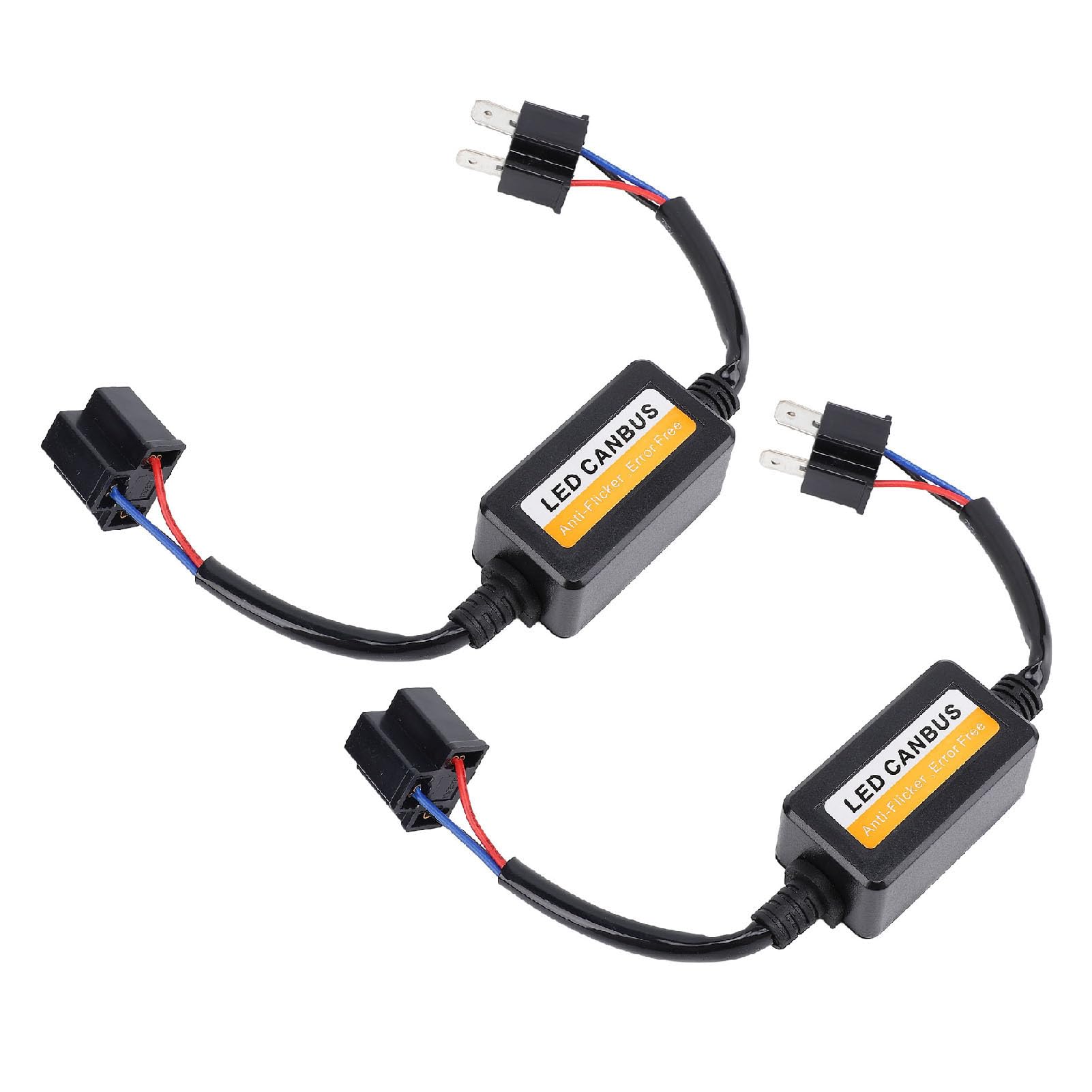 Akozon 2pcs H4 LED CANbus Decoder Anti Flicker Resistor Plug and Play for Headlight