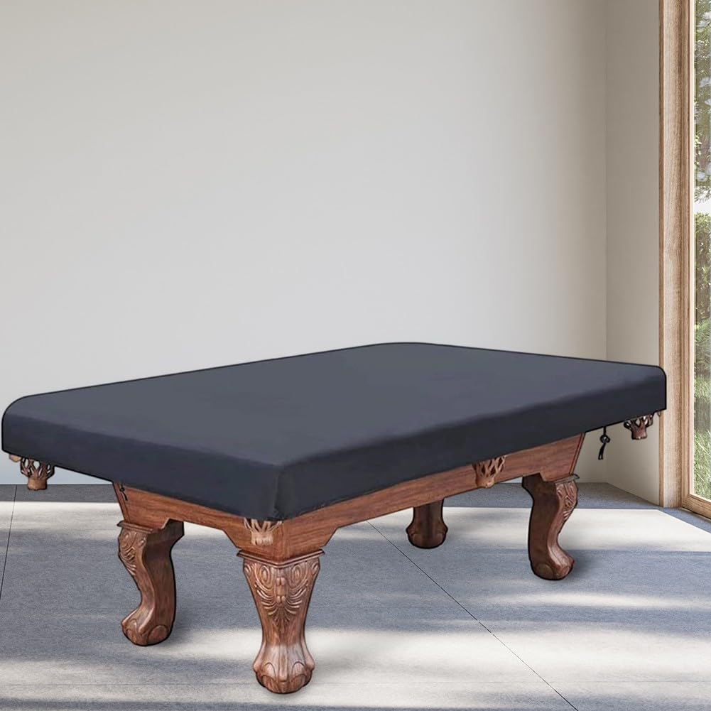 Housse de table de billard imperméable pour billard avec construction en polyester durable et cordon de serrage réglable - Protection durable - Noir - 2,1 m