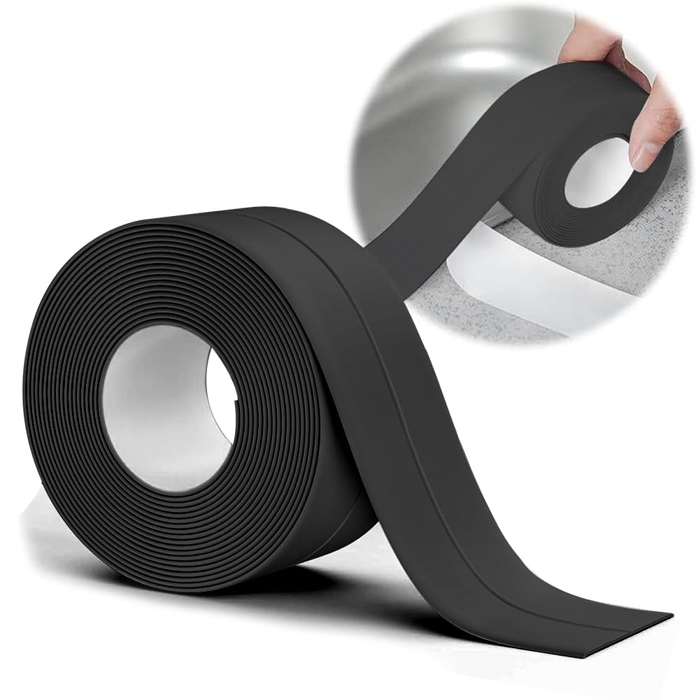 Weichsockelleiste Sockelleiste Selbstklebend Sockelleisten Schwarz - 16 x 16mm 20m PVC Flexible Knickleiste, Küchenabschlussleiste, für Badewannen, Badezimmer, Küche