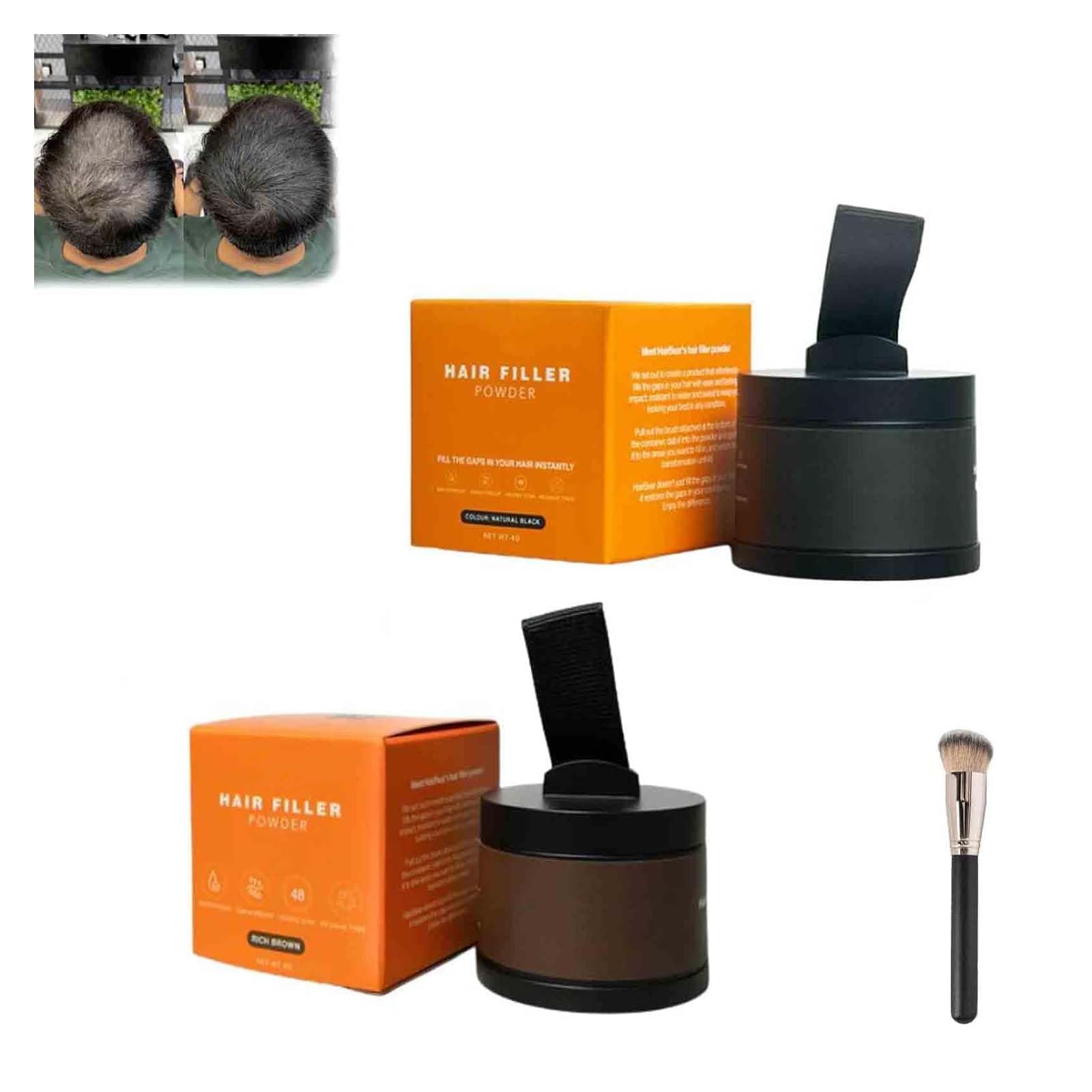 Hairbear Hair Filler,Blissae Hair Filler Powder, Long Lasting Water Proof,Hairbear Hair Filler Powder,Fast & Full Care, Natural Hair Thickening Fibers Instant Volume & Scalp Coverage (MIX 2PC, 39g)