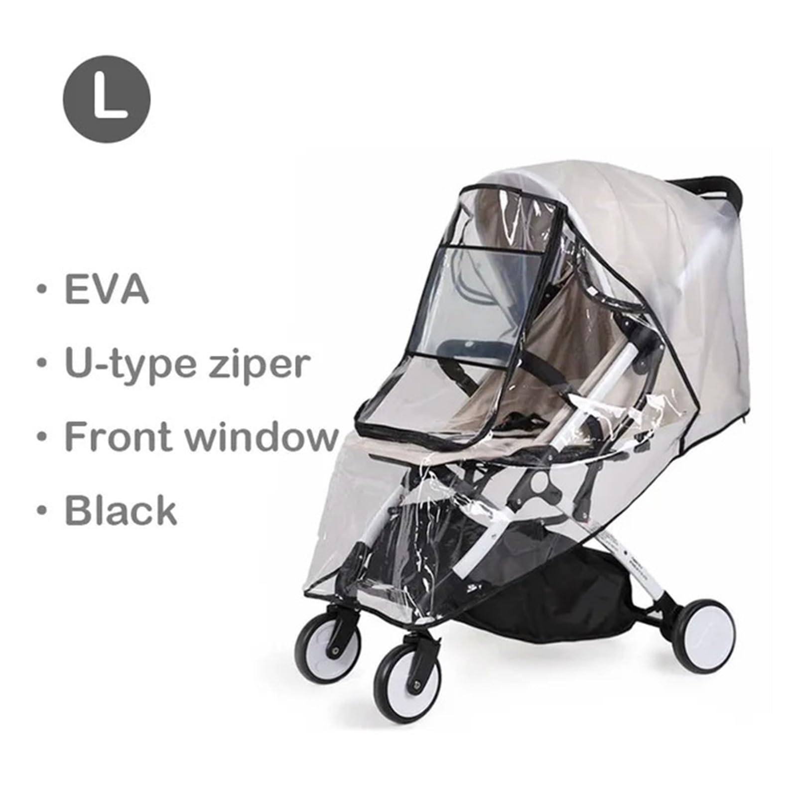 Habillage Pluie pour Poussette Accessoires de poussette EVA Housse de pluie imperméable Protection transparente contre la poussière et le vent Fermeture éclair ouverte for poussettes Imperméable(EVA U