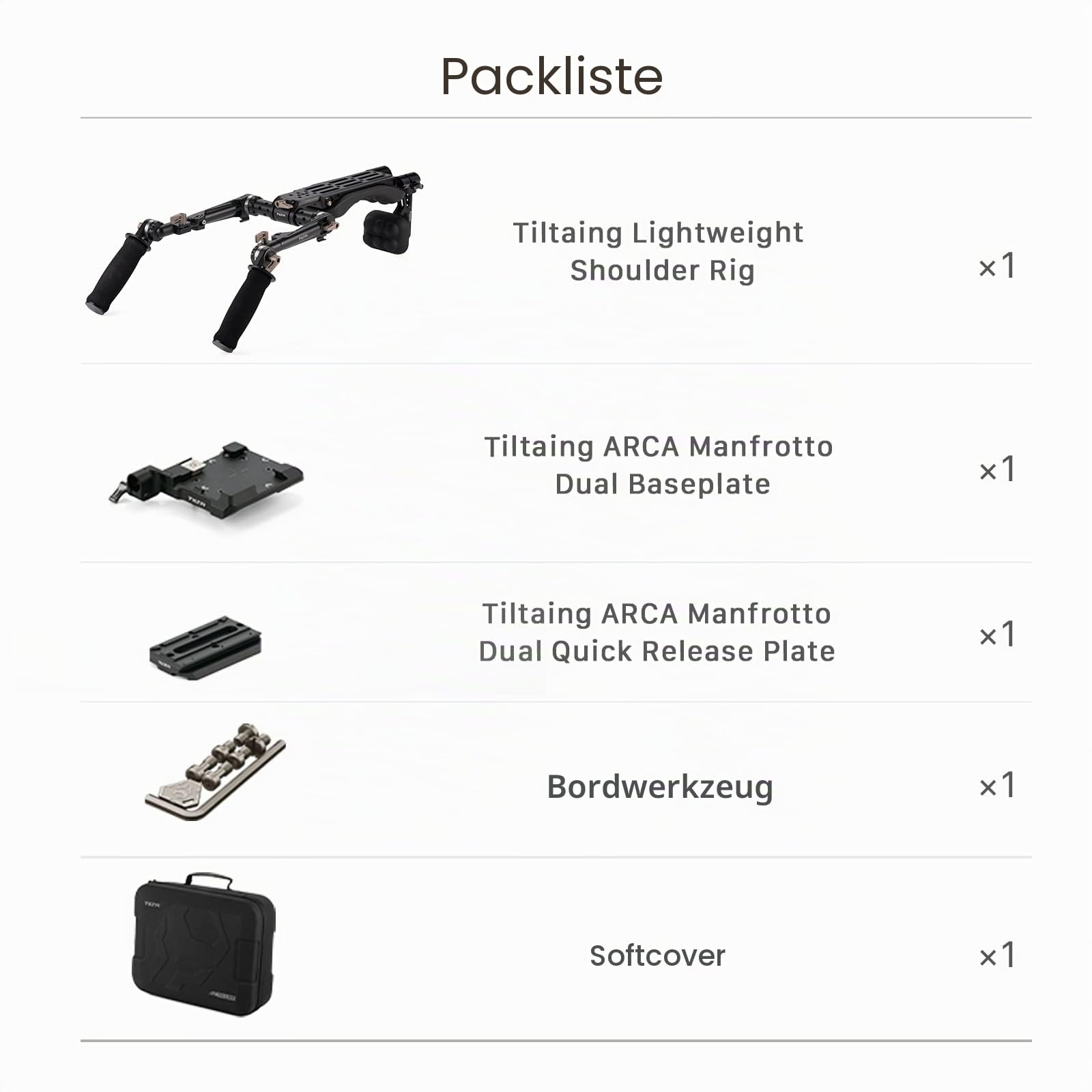 TILTA Camera Shoulder Rig mit Dual Rosette Handgrip, Dual Quick Release Baseplate und Soft Velcro Shoulder Pad, Lightweight Video Film Making System Kit für DSLR Camera und Camcorder TA-LSR-B
