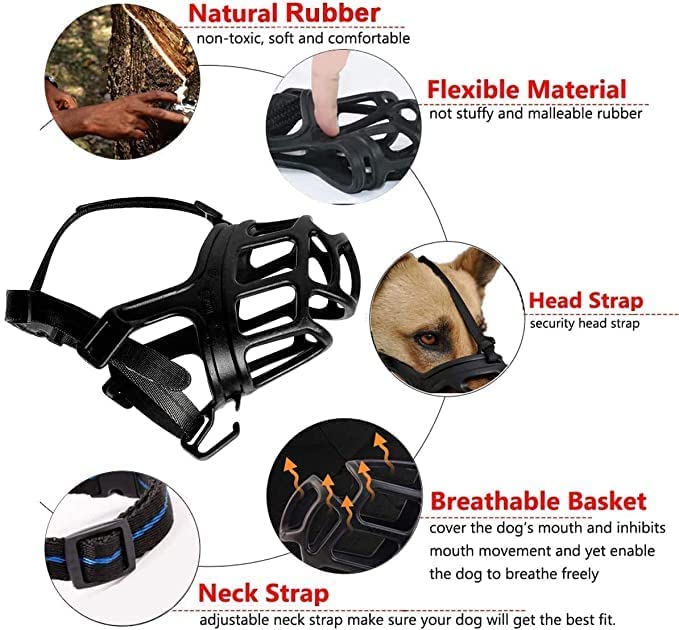Image of Pet Muzzle /Mouth Cover for Anti Biting Dog - Adjustable Pet Safety Strap Plastic Muzzle Cum Mouth Cover /Basket Cage (X-Large)