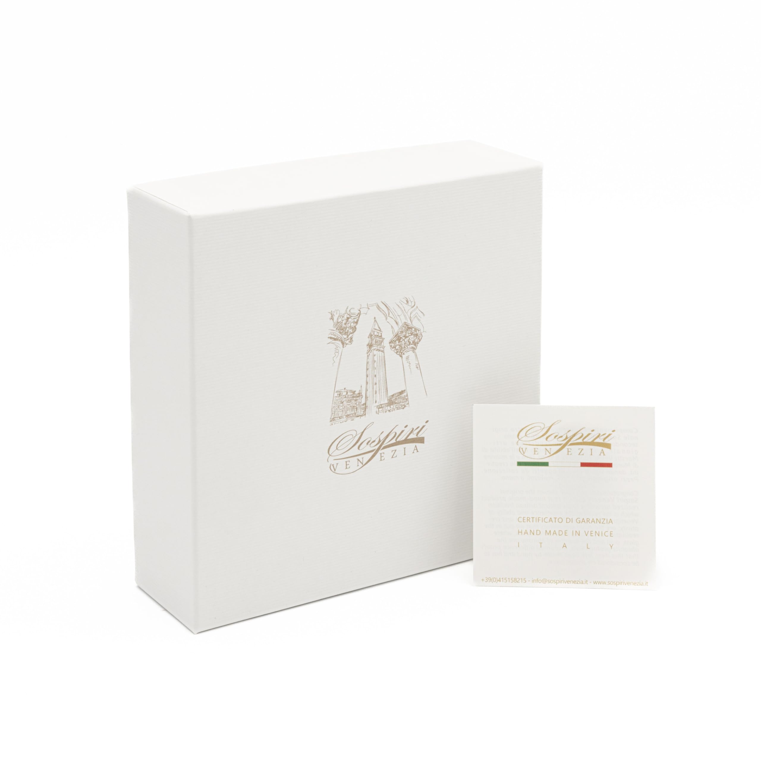 Sospiri Venezia Plato decorativo de cristal de Murano decorado a mano 14x14 cm cuadrado regalo elegante caja