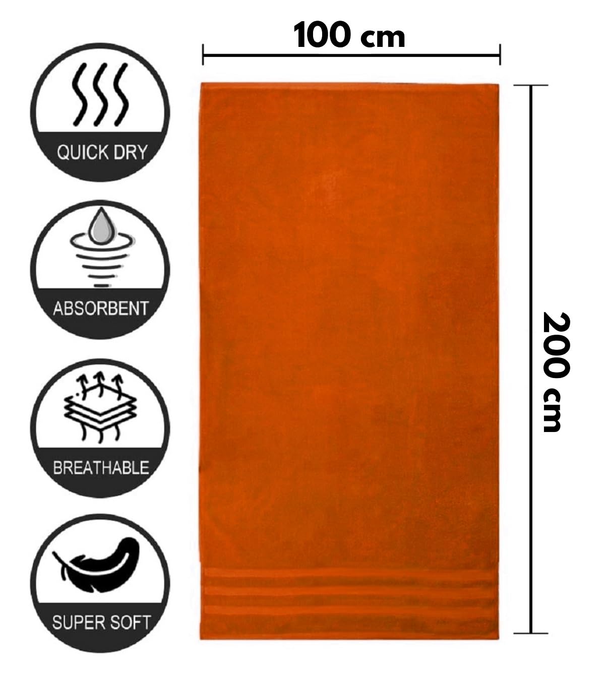 WovenWonder Pack of 2 Super Jumbo Bath Sheets (100 x 200 cm-600GSM) Luxury 100% Egyptian Cotton Soft Extra Large Bath Sheet Towels Highly Absorbent & Quick Dry Hotel Quality Towel Set (Orange) - Image 4