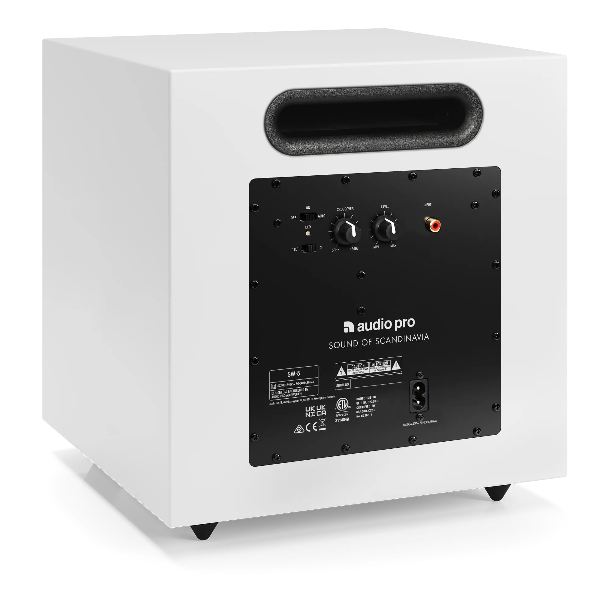 Audio Pro SW-5 - Subwoofer Actif avec Bass Reflex & Amplificateur 150W Digital - Home Entertainment pour Le Son TV & Audio avec Entrée RCA - Noir