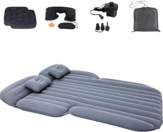 Inflatable SUV Air Mattress,Thickened Flocking Inflatable Car Camping Travel Air Mattress with 2 Pillows & Air Pump,Portable Car Sleeping Bed for SUV|MPV|Minivan