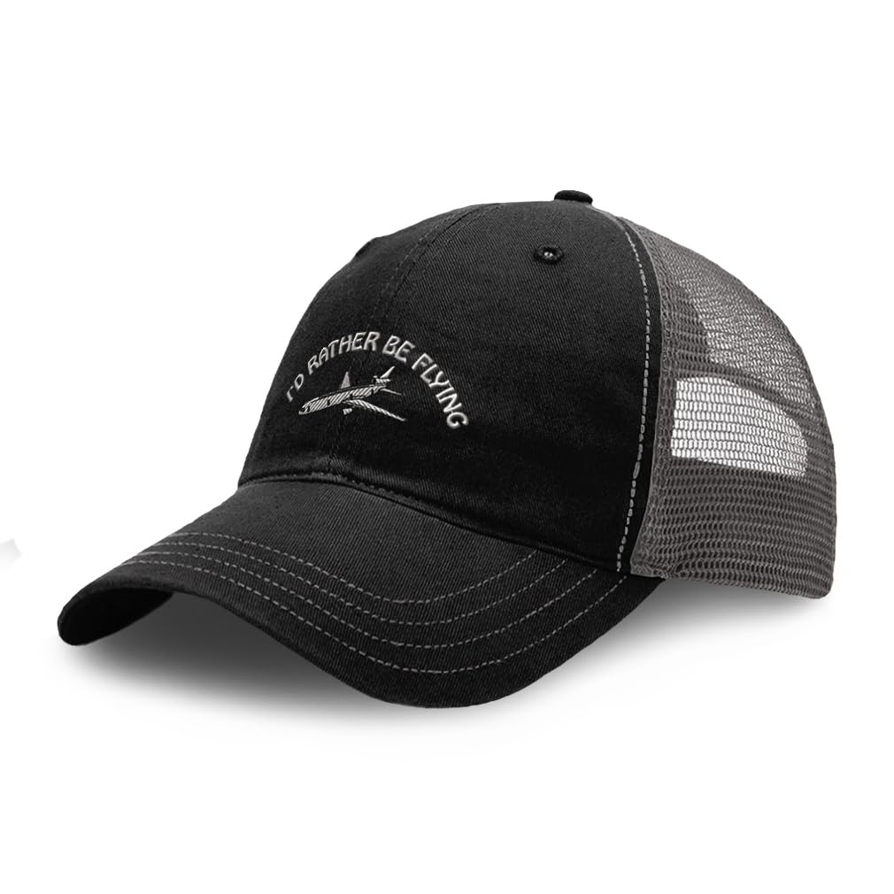 Richardson Soft Mesh Cap Hat Embroidered Kc-10 I'd Rather Be Flying Embroidery Trucker Hats for Men & Women