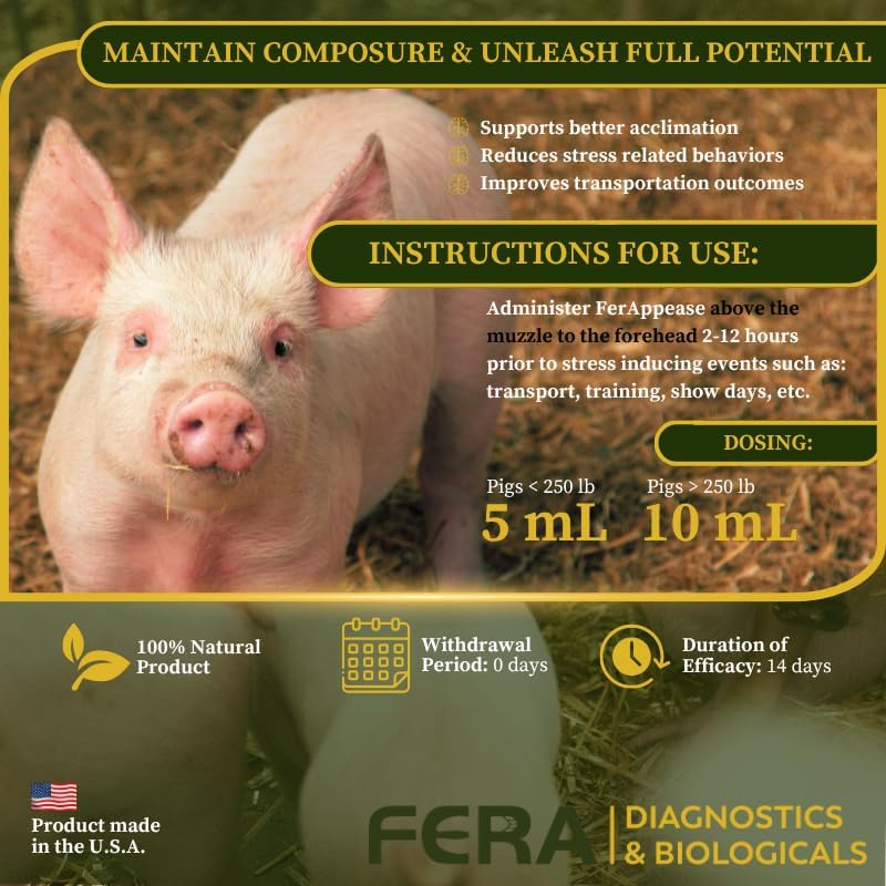 FerAppease® Swine Bundle – 1 Gallon Stress-Relief Solution with Adjustable Dose Drencher – MSAS Topical Formula for Pigs During Weaning, Castration, Transport & Grouping – Reduces Aggression