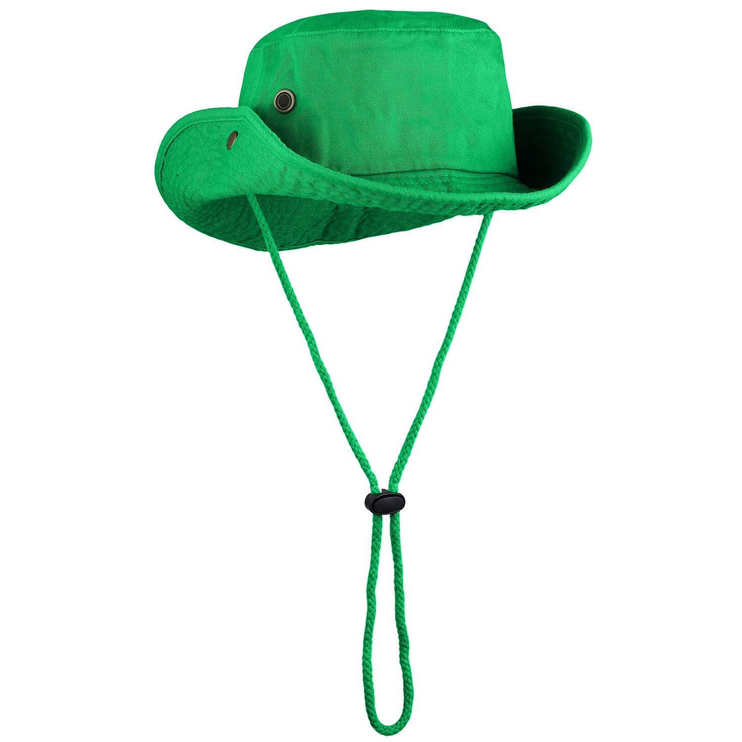 Sombrero de ala ancha para senderismo, pesca, safari, boonie, 100% algodón, protección solar UV para hombres y mujeres, actividades al aire libre, Verde Kelly, S/M