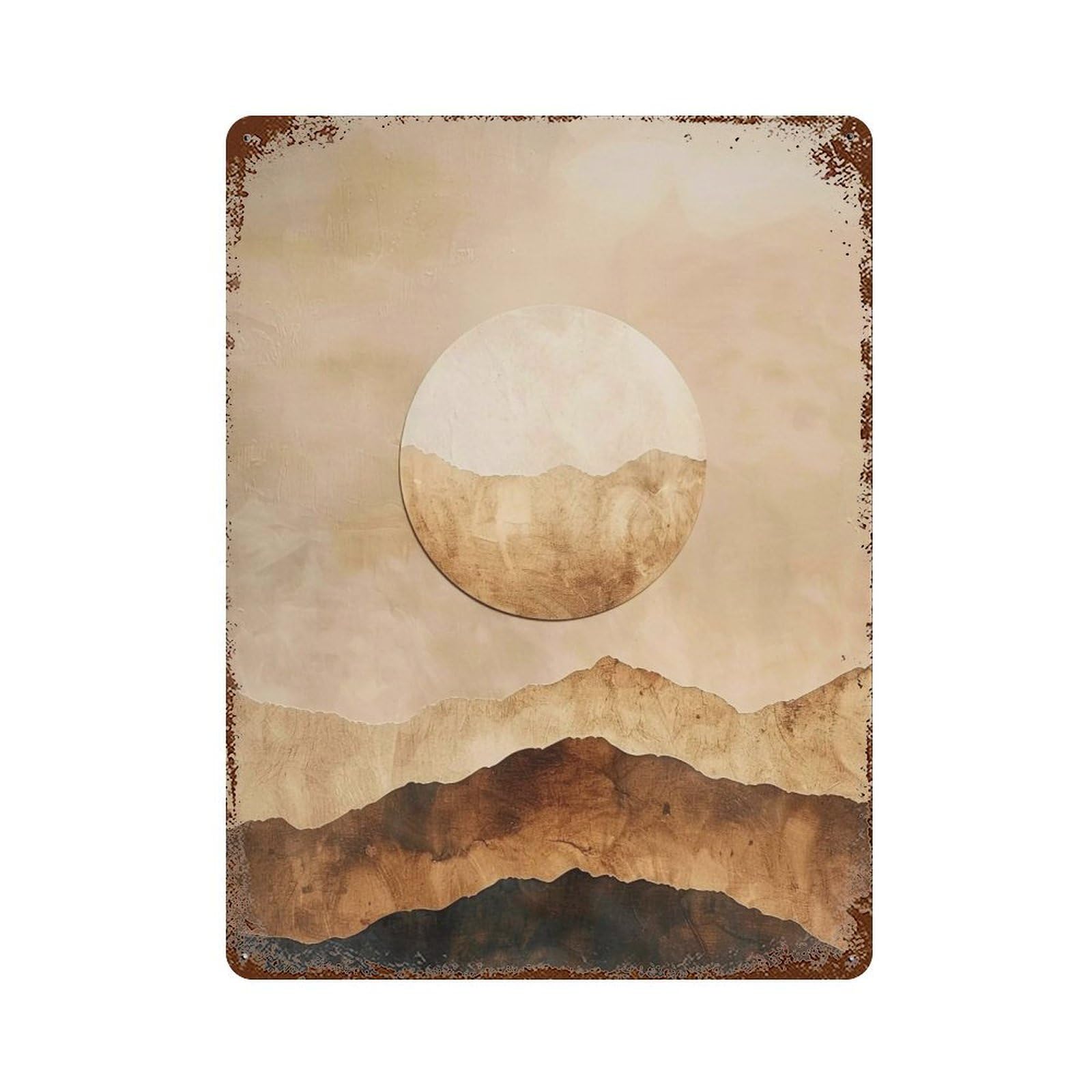 Wujhgrsg Style Minimal Neutral Gradient Peak Lunar Vista 03 Wall Art Retro Iron Vintage Metal Tin Sign Poster Modern Decor For Home Cofffee Club Bar Shop 40X30cm