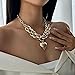 Vanesseva Statement Thick Puffy Heart Chunky Collar Chain Link Silver/14K Gold Plated Cuban Link Chain Paperclip Necklaces for Women,Bold Fashion Charms Paper Clip Pendant Punk Hip hop Jewelry