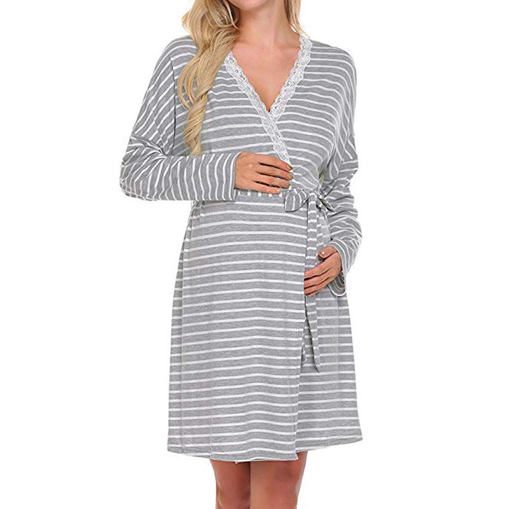 Camicia Da Notte Maternità Huixin In Cotone – Maniche Corte E Lunghe – Allattamento E Gravidanza – Taglie S-2XL - 5