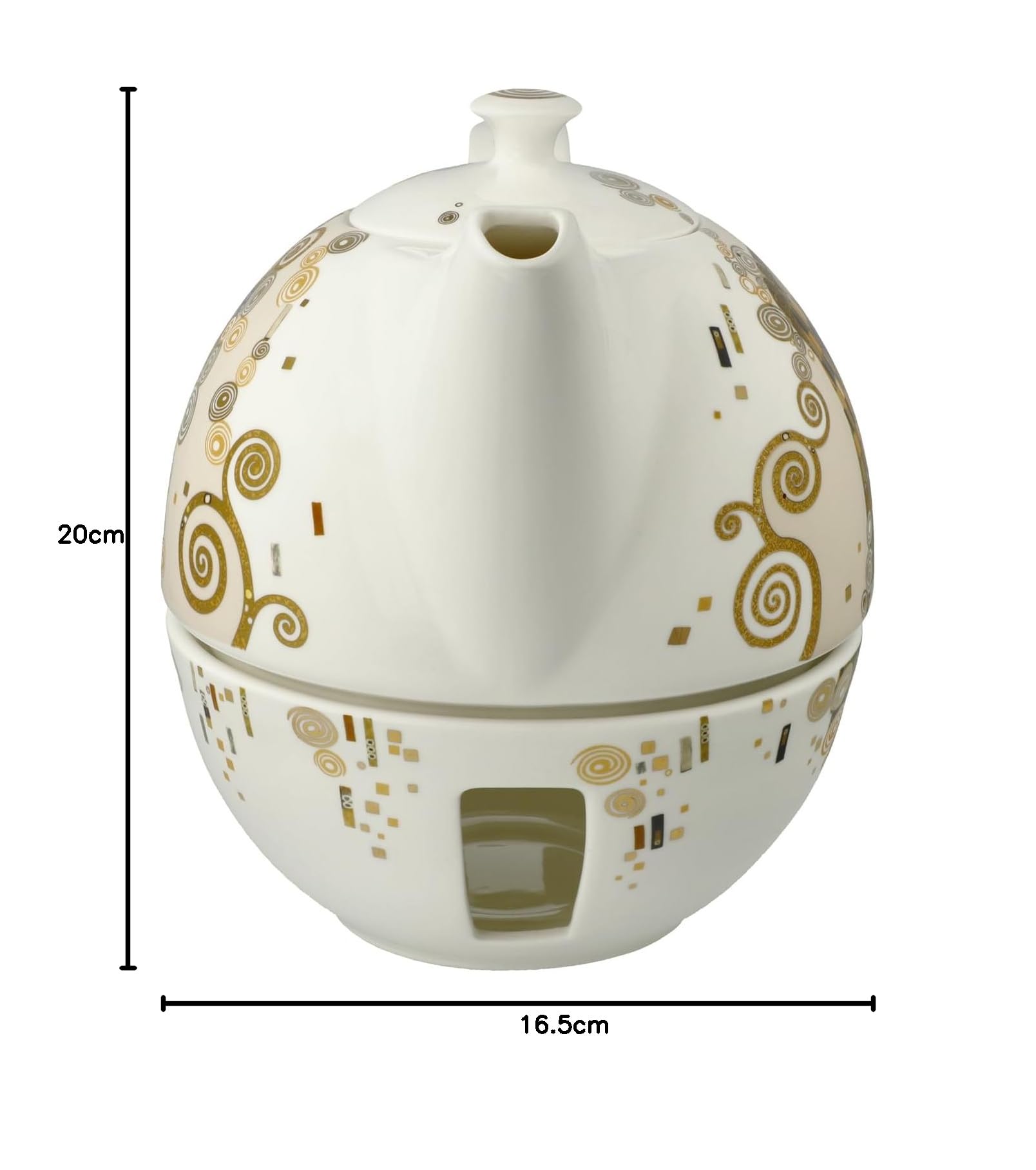 Goebel Teekanne mit Stövchen Artis Orbis von Gustav Klimt aus Porzellan,Größe: 25,x16,5x20 cm, 67-013-61-1