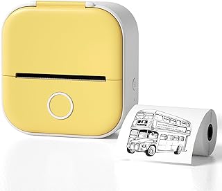 Mini Portable Printer, Inkless Sticker Printer,Pocket Printer,Wireless Inkless Printer,Thermal Printer,for Learning Aids, Work, Entertainment (Yellow)