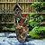 Decorative Garden Birdhouse Three Tier Water Fountain Outdoor with LED Lights and Water Wheel