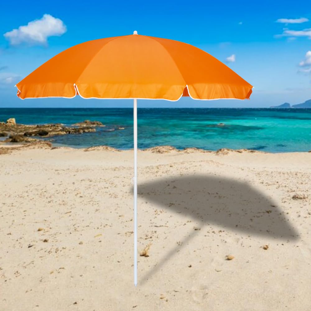 VIRSUS Ombrellone da Spiaggia 987, Diametro 240 cm, Tessuto Poliestere 440gr, Asta metallo da 32mm, 8 Stecche in Fibra Vetro, Snodo Regolabile, Ombrello da Mare con Sacca