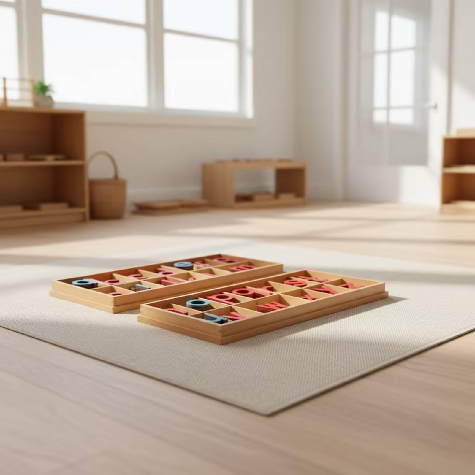 Scatola Della'alfabeto Metodo di Apprendimento Sensoriale Alfabeto Mobile Didattico Scatola Alfabetica per Maestre, Genitori, Home Schooling