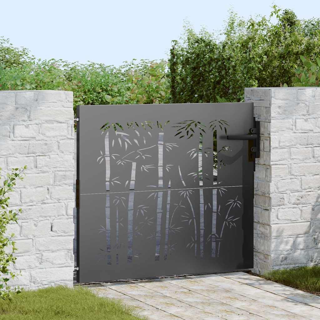 Puerta de jardín de 85 x 100 cm, de acero galvanizado, con cerradura y 2 llaves, puerta individual, puerta de exterior, robusta y duradera, tipo 5