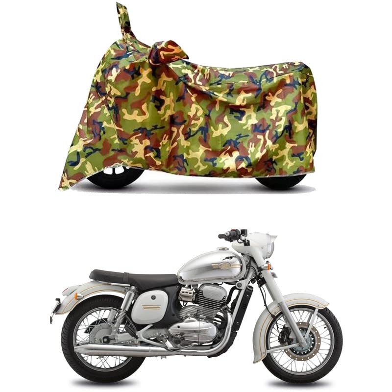 Image of Waterproof 100% PVC Coated Bike Scooty Two Wheeler Body Cover Compatible for Jawa Dual Channel Disc /UV-Rays /Heat Protection /Birds Dropping /Scratchproof /Dust Proof [6X6 Jungle Print]