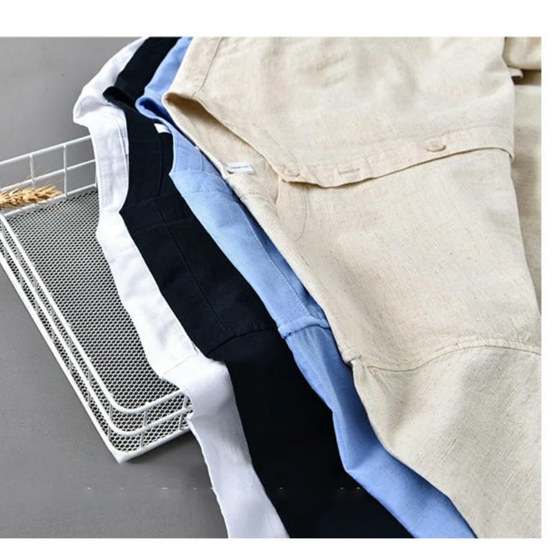 Camisa de algodón lino de manga larga con acabados de alta calidad y tacto suave 5