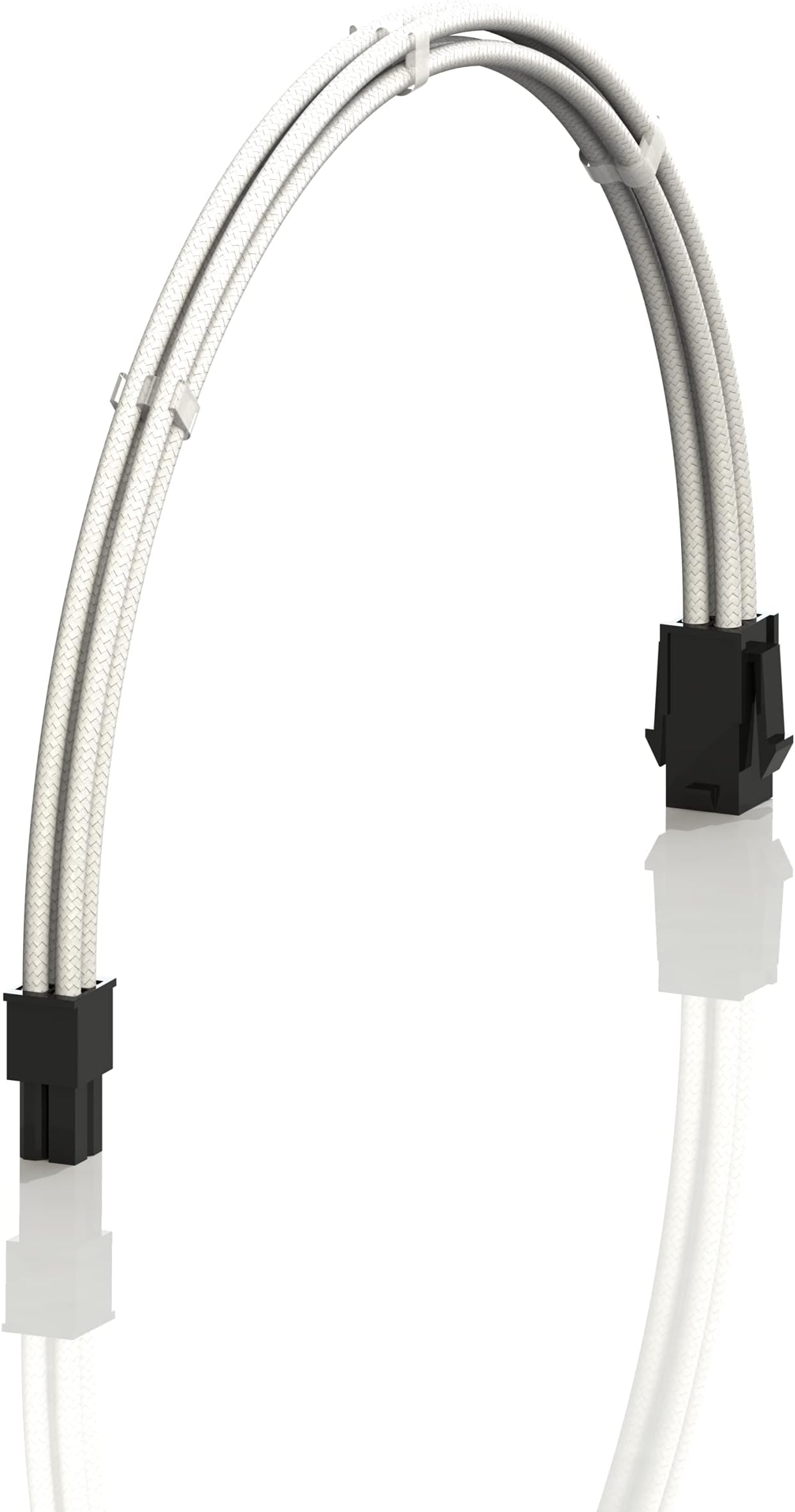 LINKUP - AVA 50cm EPS 4 Pin CPU ATX Motherboard PSU Power Supply Braided Sleeved Custom Mod PC Extension Cable w/Combs | Strong & Stiff Design | Single Pack | 500mm - White
