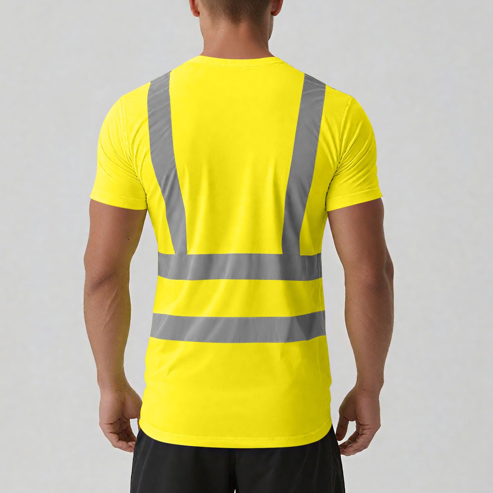 High Visibility Shirts for Men Women Short Sleeve Safety T-Shirts Class 3 Hi Vis Reflective Construction Work Shirt - 5
