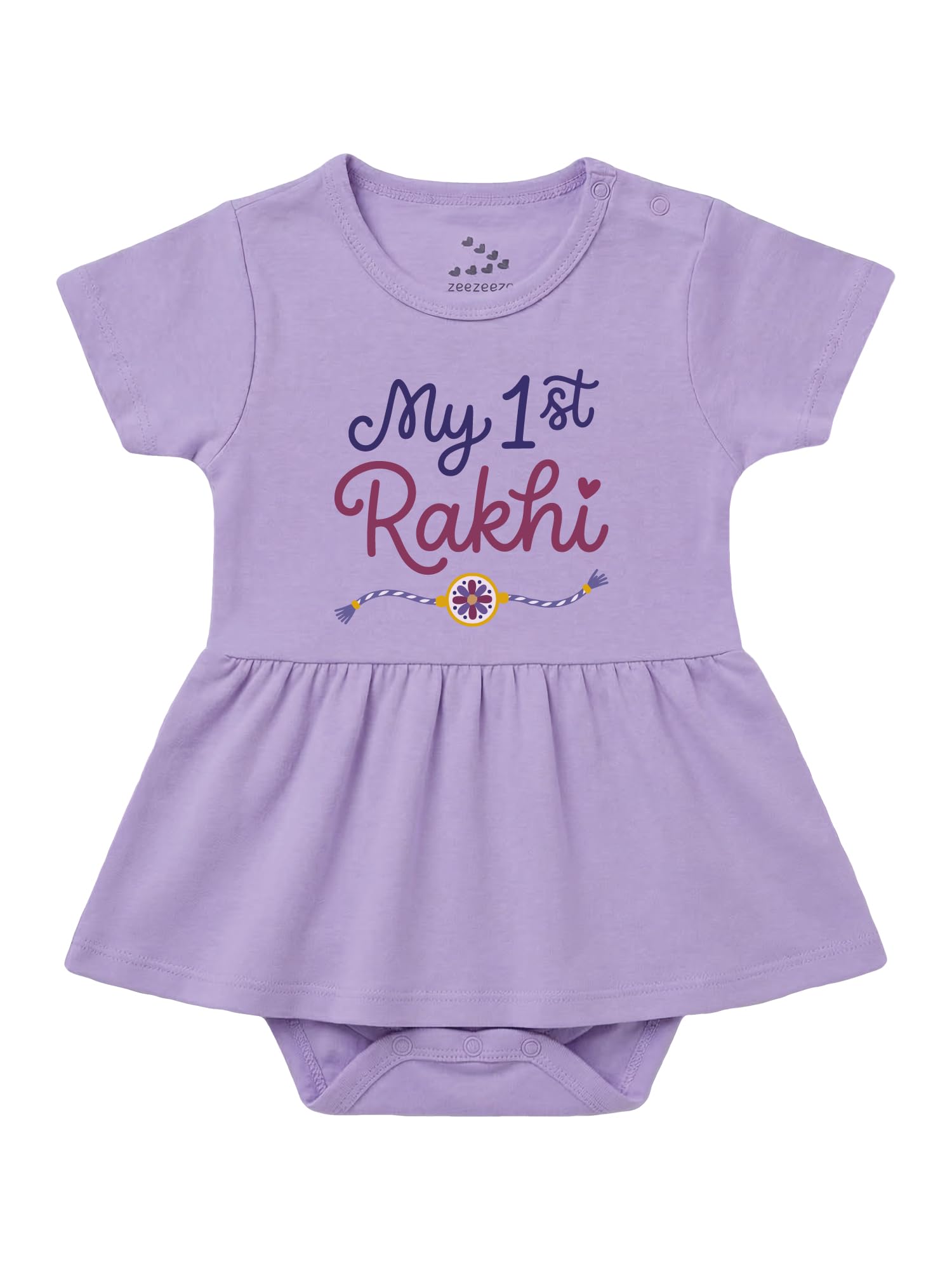 zeezeezoo My First Rakhi Dress for Baby Girl | 100% Cotton Bodysuit dress for Newborn & Infant | Rakhi outfit for Photoshoot, Gift & Celebration-picture-43