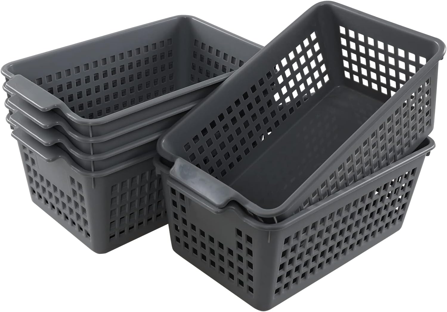 FoslySmall Storage Basket, Plastic Basket, 6-pack Cupboard Storage Baskets