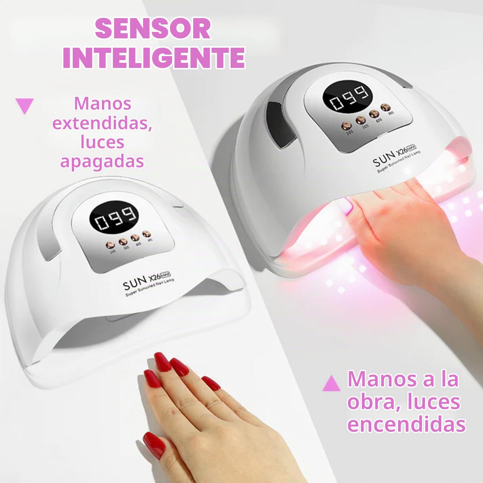 380W Lámpara UV LED Uñas,Secadora de LED UV con 81 Cuentas LED,Lámpara Uñas Semipermanentes con 4 Temporizador,Sensor Automático,Pantalla LCD,Para Manicura Pedicure Nail Art Hogar el Salón