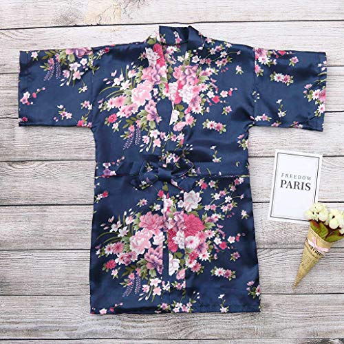 Baby Girls Flower n𝐢ghtgowns Short Satin R𝐨be Toddler Summer L𝐨unge Bathr𝐨be 𝐏ajamas Silky Cute Kimono Sl𝐞epwear2