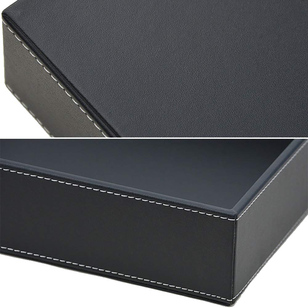 Plateau décoratif en cuir synthétique - 33 x 25 x 4 cm - Pour bijoux, cosmétiques, petits accessoires - Pour salon, chambre à coucher, salle de bain