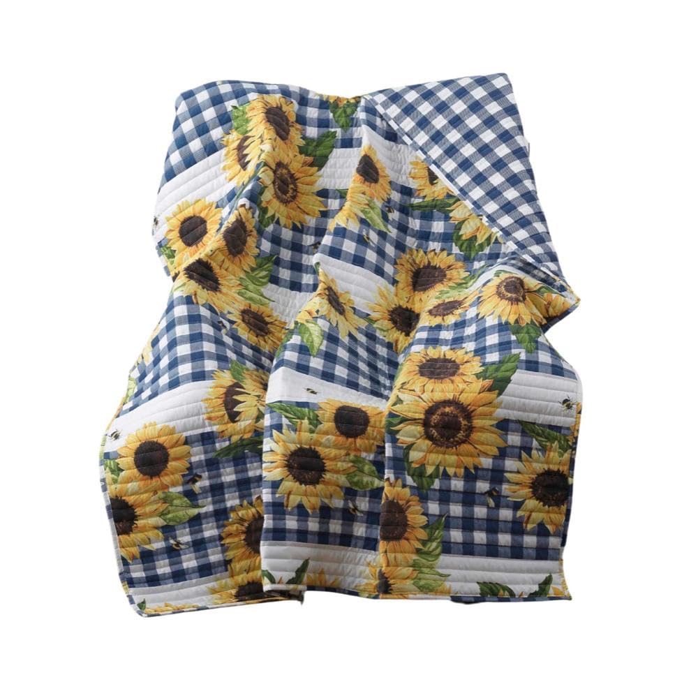 Greenland Home Throw Blanket, microfiber polyester face and back fill, Sunflower, 50 x 60 Inches