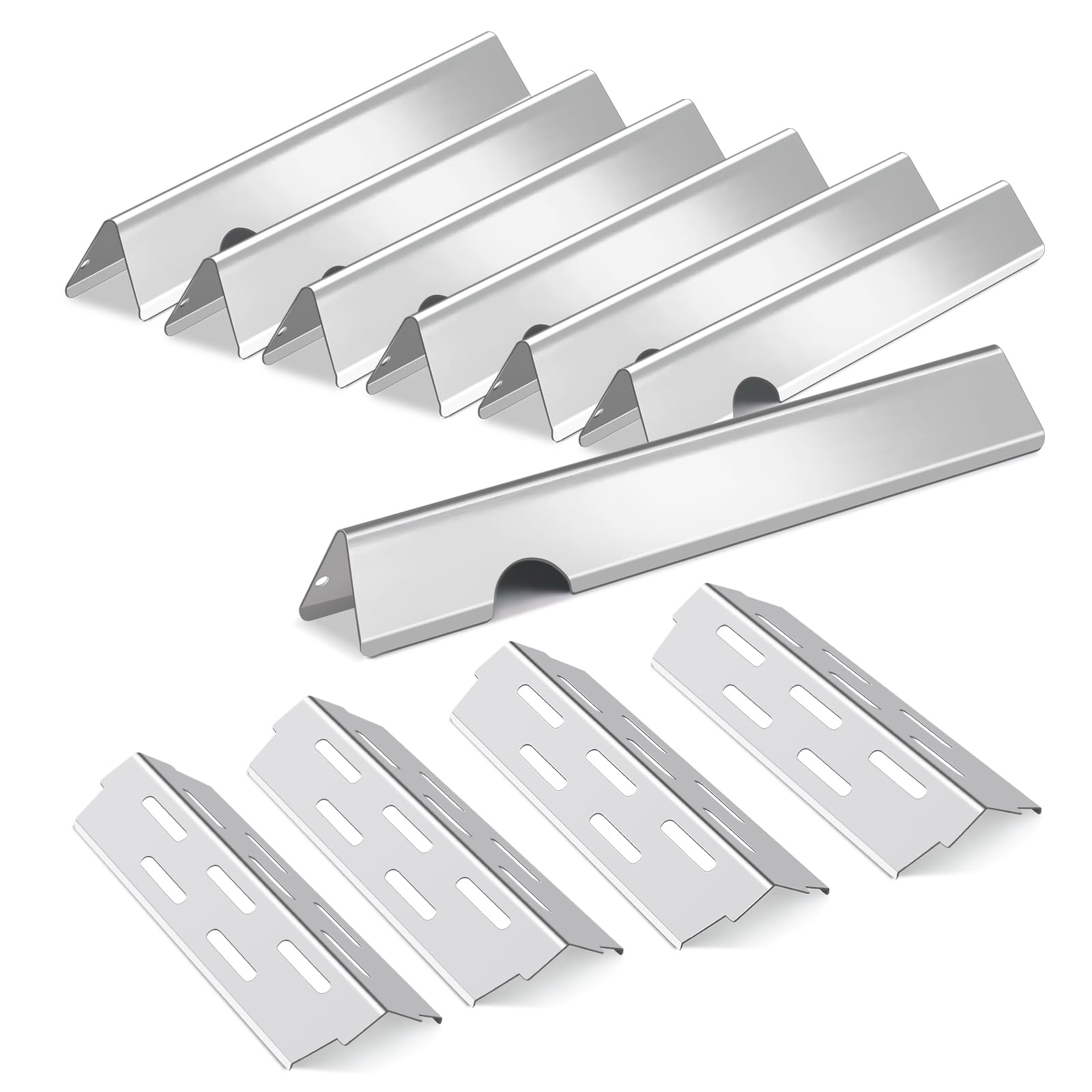 Plowo Grill Replacement Parts for Weber - Genesis II E-410, LX E-440, 17 1/8" Flavorizer Bar, 12 1/2" Heat Deflector, Stainless Steel
